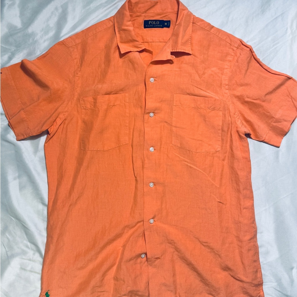 Polo Ralph Lauren Camp Collar Loop Closure Short Sleeve Shirt